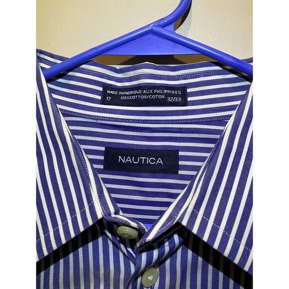 Náutica Men's Button Up Shirt, Long Sleeve, Size 17, 32/33 - Picture 4 of 6